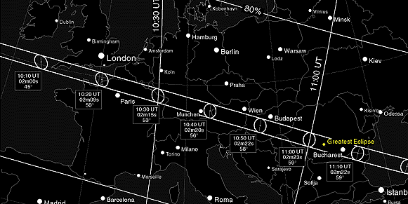 Eclipse '99 path over Europe